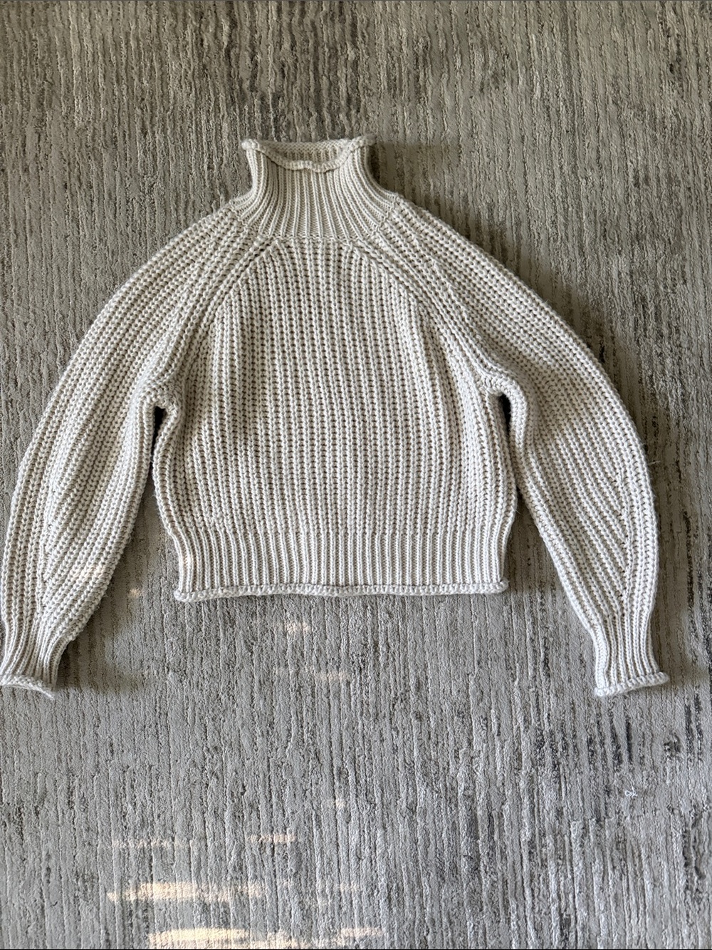 H&M Cream High-Neck Chunky Knit Sweater